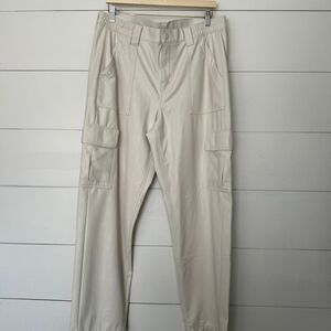 American Eagle Women’s 16 Tan Cream Faux Leather Tan Cargo Pants New